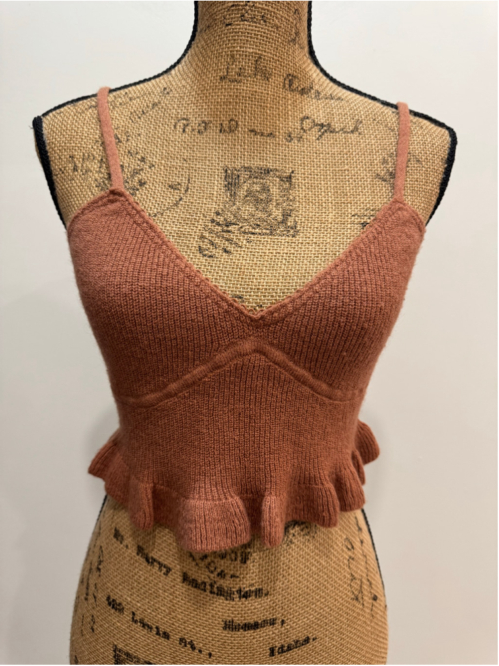 Dress Forum Rust Wool Blend Knit Babydoll Cami Crop Top S Coquette Boho